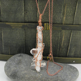 Raw Faden Quartz Crystal Pendants Copper Wire-Wrapped Handmade 20" Chain | Woot & Hammy